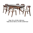 Viki 7pc Dining Table Set- Extendable- Ivory Fabric Chairs- Brown Wood