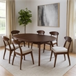 Mikie 7pc Extendable Dining Table Set- 6 Ivory Fabric Chairs- Brown