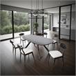 Ziva 7pc Dining Table Set- 6 Fabric Chairs- 3D Cut Edges- Black Wood