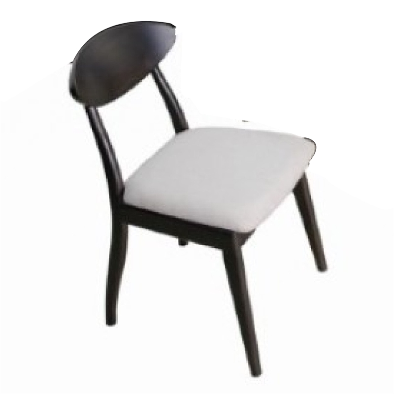 Ziva 7pc Dining Table Set- 6 Fabric Chairs- 3D Cut Edges- Black Wood