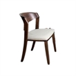 Ziva 7pc Dining Table Set- 6 Ivory Chairs- 3D Edge Brown Solid Wood