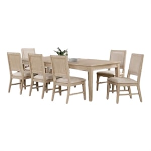 Rozie 7pc Dining Table Set- Extendable- 6 Fabric Chairs- Brown Wood