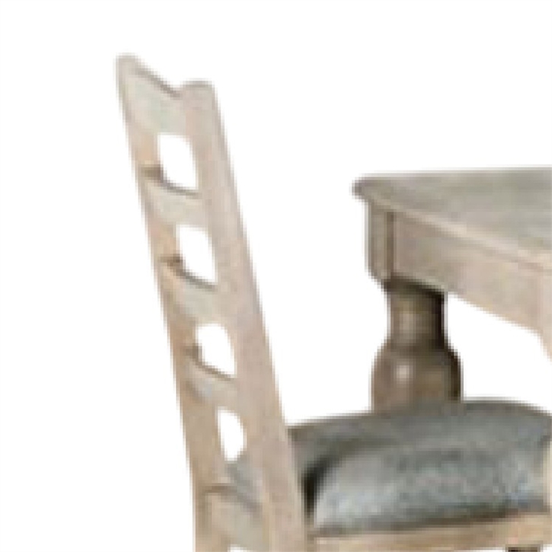 Cherie 7pc Dining Table Set- Turned Legs- 6 Fabric Chairs- Light Brown