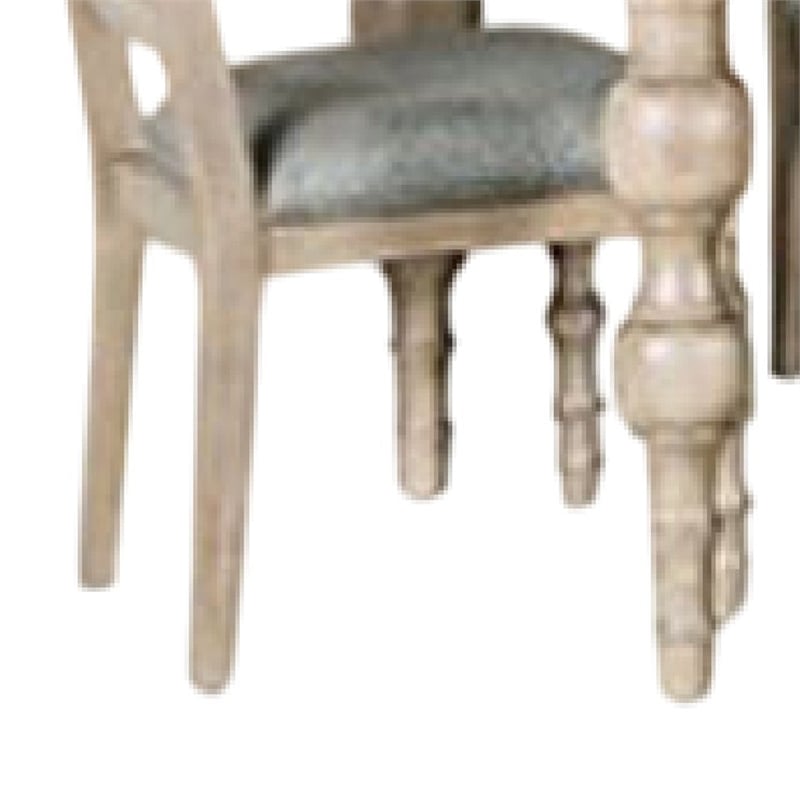 Cherie 7pc Dining Table Set- Turned Legs- 6 Fabric Chairs- Light Brown