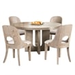 Zoko 5pc Round Dining Table Set- Polyester Chairs- White- Solid Wood