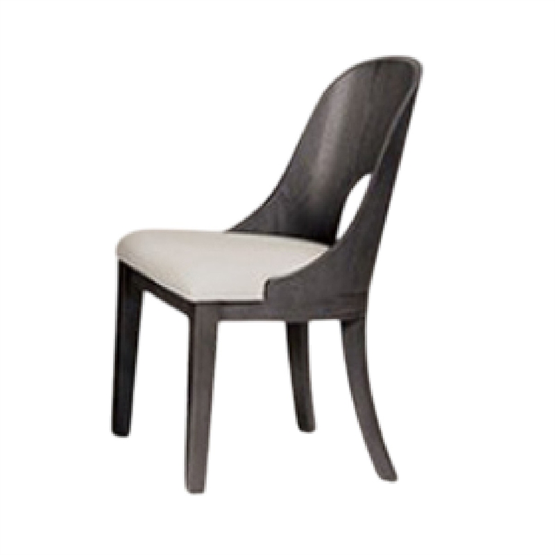 Zoko 7pc Dining Table Set- White Polyester Chairs- Ash Gray Rubberwood