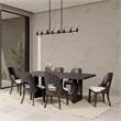 Zoko 7pc Dining Table Set- White Polyester Chairs- Ash Gray Rubberwood
