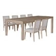 Kizie 7pc Dining Table Set- 94-118 Inch Extendable- Tawny Brown Chairs