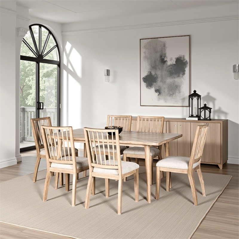 Lucas Dining Table- Rectangular Natural Brown- Solid Wood- 68 Inch