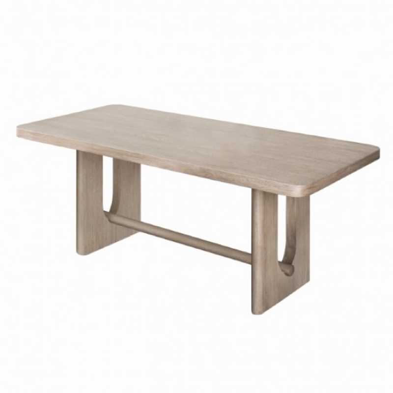 Zoko Dining Table- Pedestal Base- Classic White Wash Wood 83 Inch
