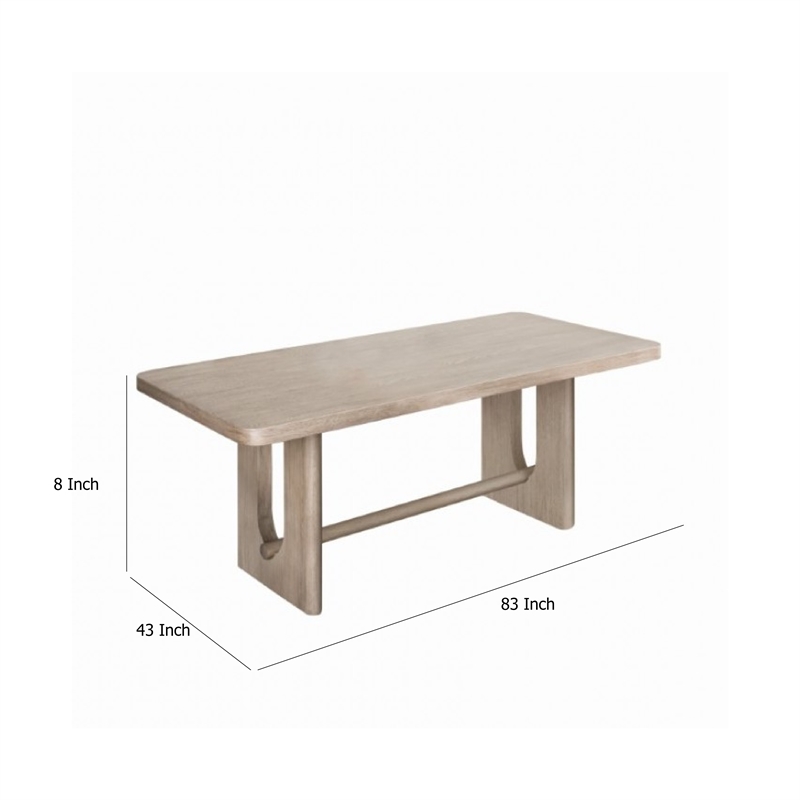 Zoko Dining Table- Pedestal Base- Classic White Wash Wood 83 Inch