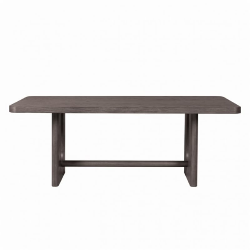 Zoko Dining Table- Pedestal Base- Dark Ash Gray- Solid Wood 83 Inch