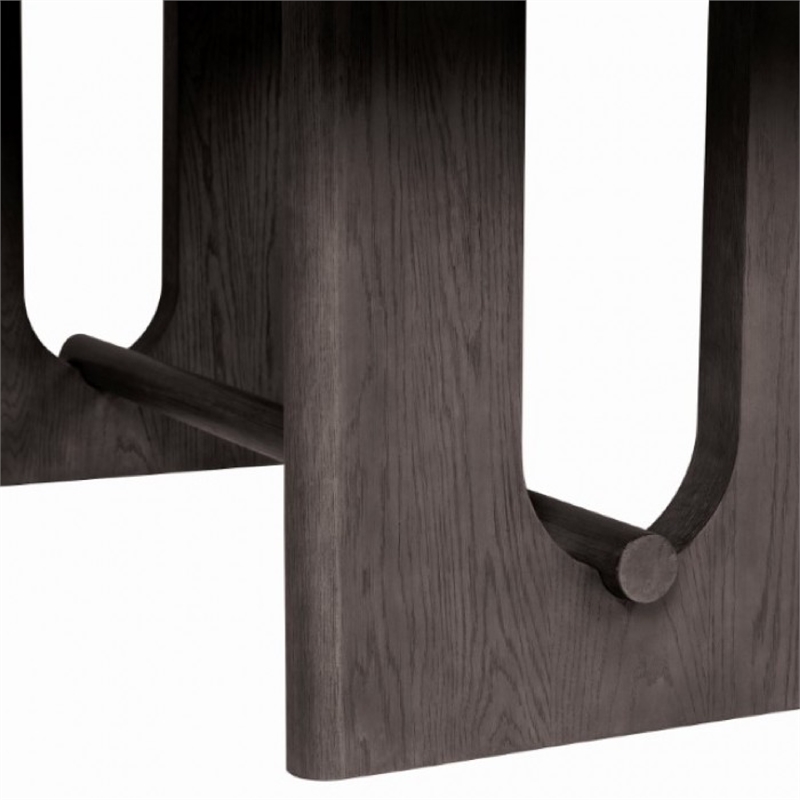 Zoko Dining Table- Pedestal Base- Dark Ash Gray- Solid Wood 83 Inch