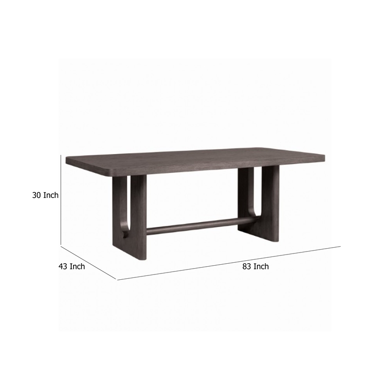 Zoko Dining Table- Pedestal Base- Dark Ash Gray- Solid Wood 83 Inch