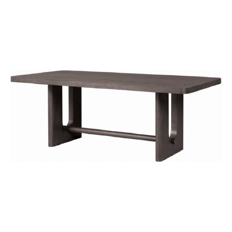 Zoko Dining Table- Pedestal Base- Dark Ash Gray- Solid Wood 83 Inch