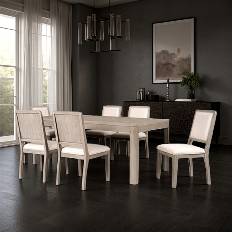 Giva Dining Table- Farmhouse Rectangular Natural Brown Wood 78 Inch