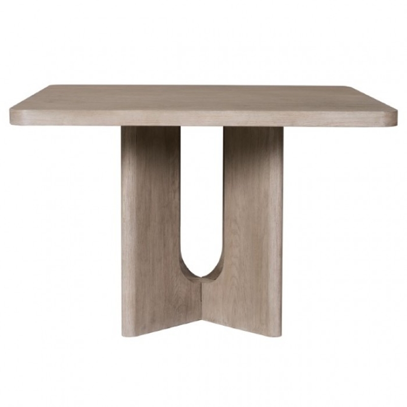 Zoko Square Counter Height Table- Pedestal Base- White Wash Oak Veneer