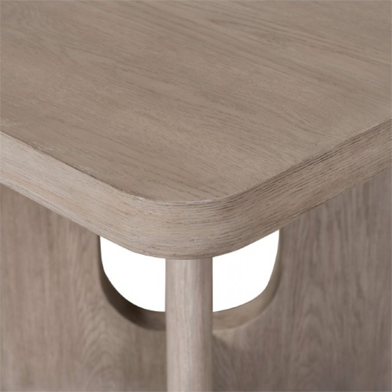 Zoko Square Counter Height Table- Pedestal Base- White Wash Oak Veneer