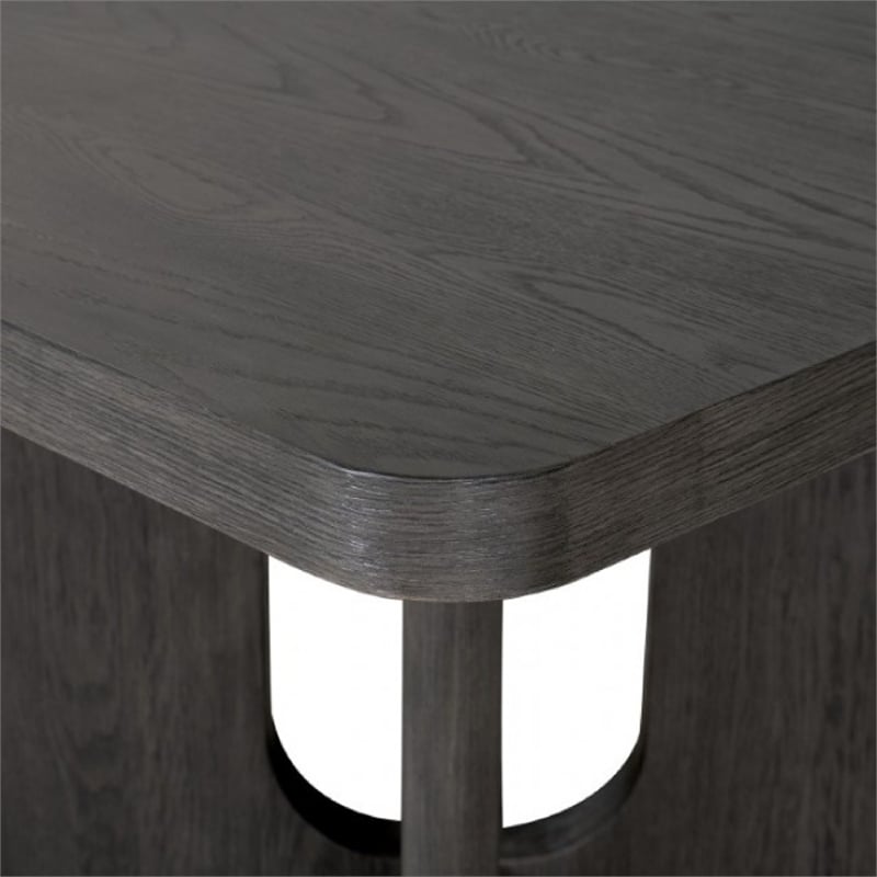 Zoko Square Counter Height Dining Table- Pedestal Base- Ash Gray Wood
