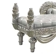 Dove Chaise Bench- Beige Faux Leather- Champagne Finished Wood 82 Inch