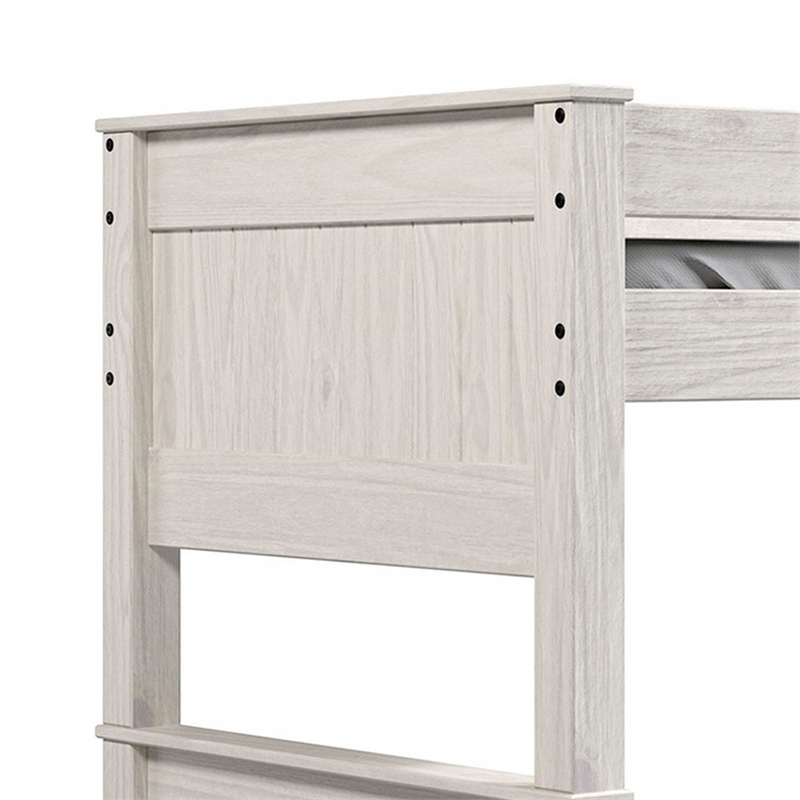 Twin/Twin Bunk Bed with Ladder- Brazilian Pine- Solid Wood- White