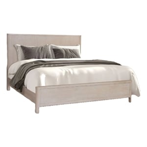 Reham King Bed- Rounded Edges- White Wash Brown Solid Rubberwood Frame