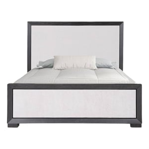 Kizie King Size Bed- Modern Upholstered Black and White Solid Wood