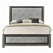 Joho King Bed with Gray Diamond Button Tufted Upholstery- Modern Gray