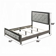 Joho Queen Bed with Gray Diamond Button Tufted Upholstery- Modern Gray