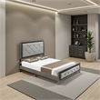 Joho Queen Bed with Gray Diamond Button Tufted Upholstery- Modern Gray