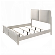 Veda King Size Bed with LED- Pearl White- Gray Boucle Upholstered