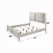Veda King Size Bed with LED- Pearl White- Gray Boucle Upholstered