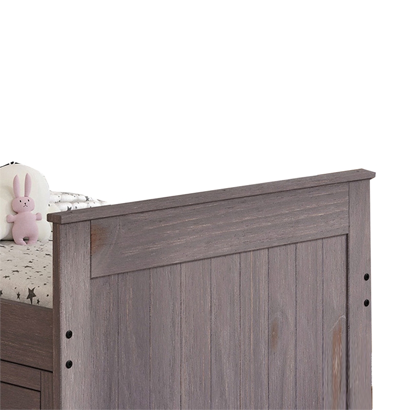 Mari Twin Captain Bed with Drawers- Rustic- Brazilian Pine- Wood- Gray