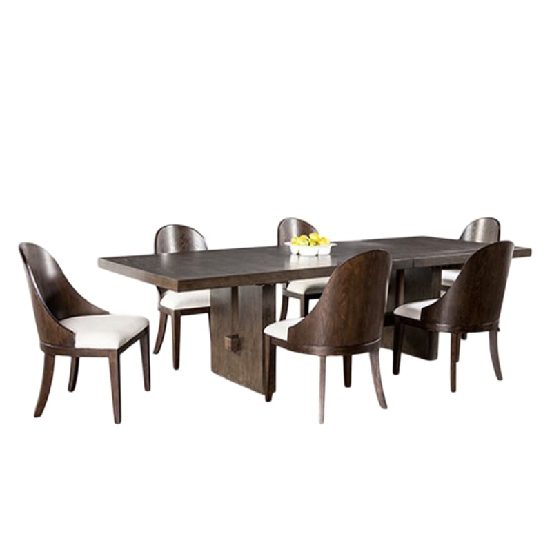 Mordy 7pc Dining Table Set-90 (1+18) Inch Expandable Leaf-6 Chairs