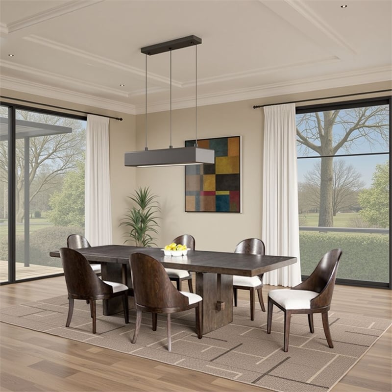 Mordy 7pc Dining Table Set-90 (1+18) Inch Expandable Leaf-6 Chairs