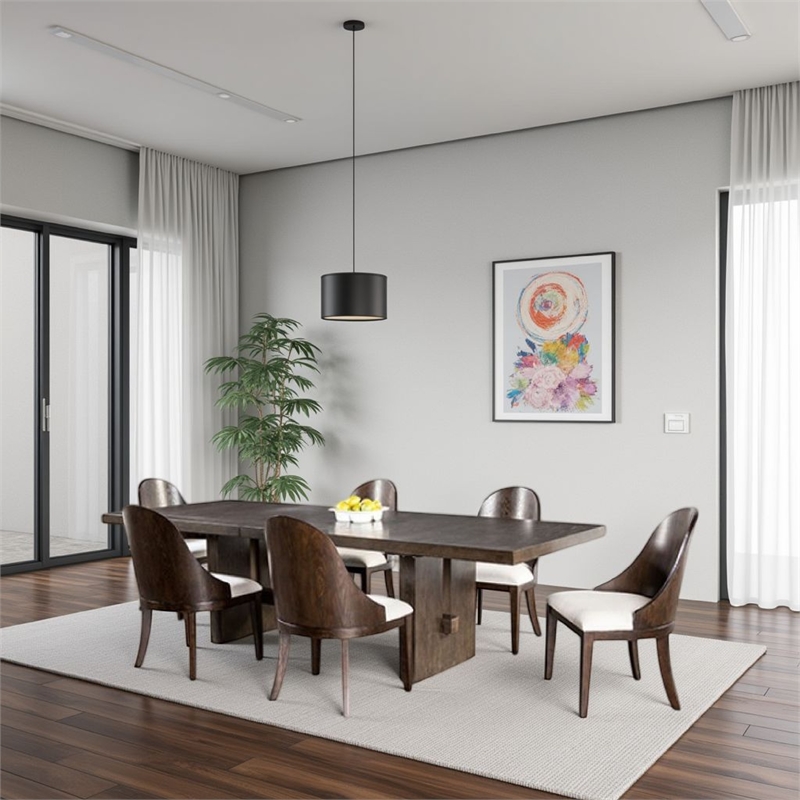 Mordy 9pc Dining Table Set- 72-90 Inch Expandable Leaf- 8 Chairs