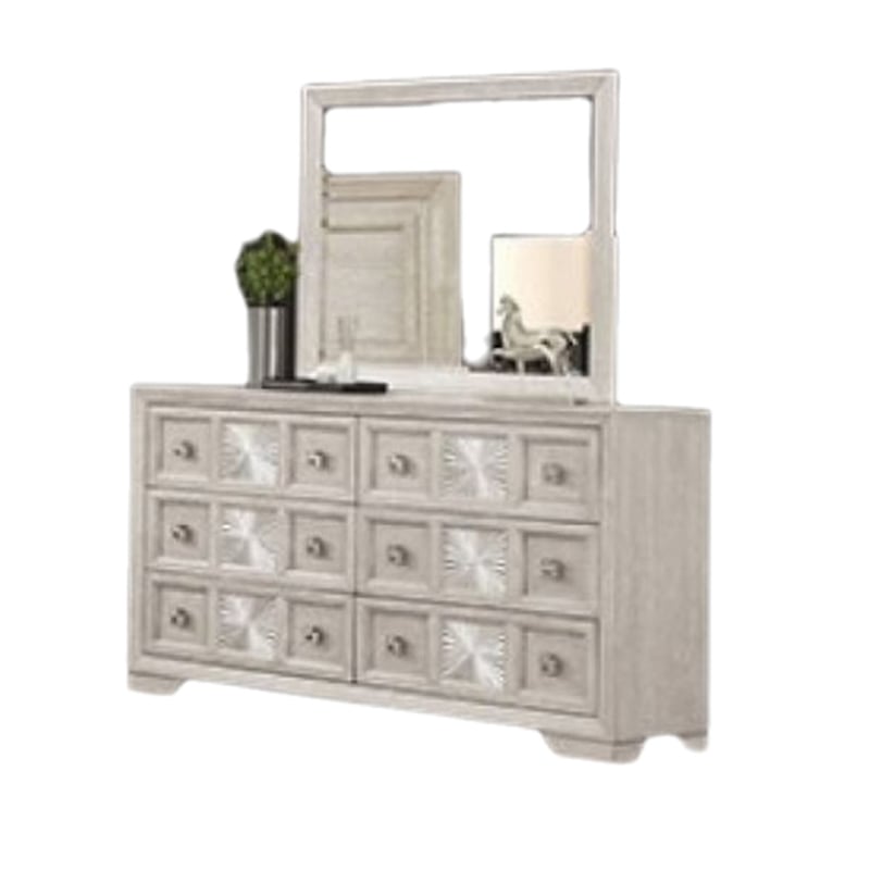 Diaz 5pc Queen Size Bedroom Set with Chest in Sunburst Light Gray