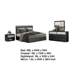 Zoko 4pc Queen Bedroom Set with USB Bedside Table-  Ash Gray Wood