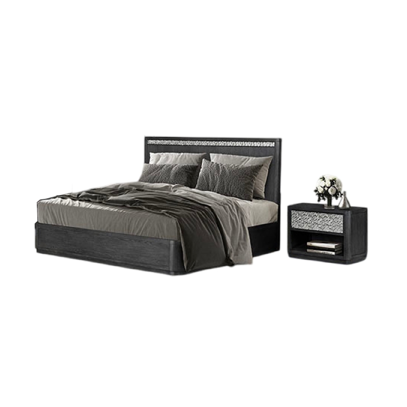 Zoko 4pc Queen Bedroom Set with USB Nightstand- Ash Gray Wood