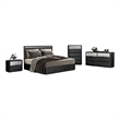 Zoko 5pc Queen Bedroom Set- USB Bedside Table- Mirror- Ash Gray Wood