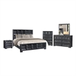 Kizie 5pc Queen Bedroom Set- Rustic Black- XL Nightstand Chest- Mirror