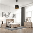 Kizie 4pc Queen Bedroom Set- XL Nightstand- Dresser Mirror Beige Wood