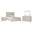 Kizie 4pc Queen Bedroom Set- XL Nightstand- Dresser Mirror Beige Wood