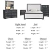 Kizie 5pc Queen Bedroom Set- Dresser Chest- Nightstand- Black n White