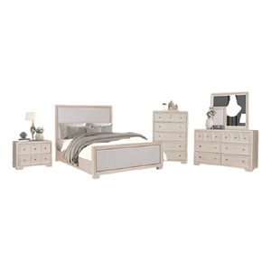 Kizie 5pc Queen Bedroom Set- Chest- XL Nightstand- Tawny Brown Gray