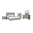Rizvi 5pc Queen Bedroom Set- Nightstand and Chest- Gray Solid Wood
