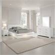 Bela 4 Piece Queen Bedroom Set- LED Lit Bedframe- Snow White Wood