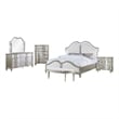 Nive 5pc King Bedroom Set- Silver- Ivory Channel Tufted Upholstery