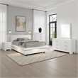 Bela 5 Piece Queen Bedroom Set- LED Lit Bedframe- Snow White Wood