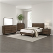 Genu 5pc Queen Size Bedroom Set- Modern Warm Brown Rubberwood